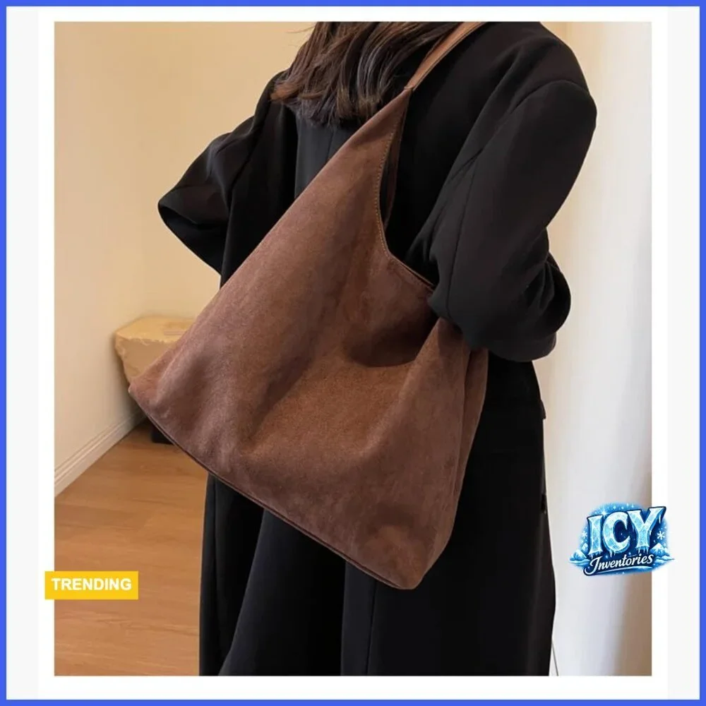 Faux Suede Hobo Bag Tote Shoulder Purse Office Handbag